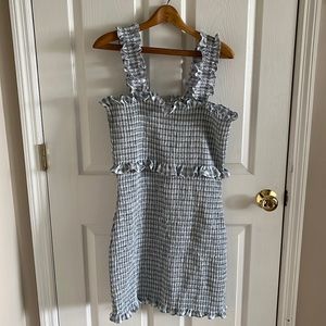 Asos Design Blue & White Gingham Ruffled Tiered Dress Size 12